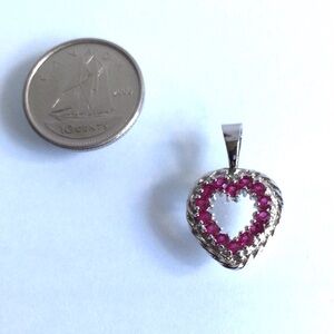 Small Silver Heart Pink Rhinestones Women’s / Girl’s Pendant Charm